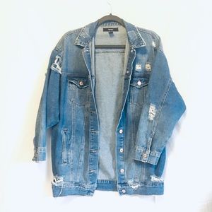 Oversized Distressed Jean Jacket